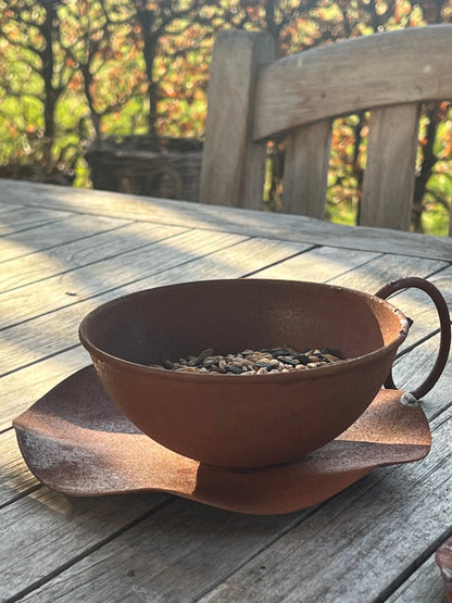 Cup and saucer - Set of 2 pieces - rusted metal