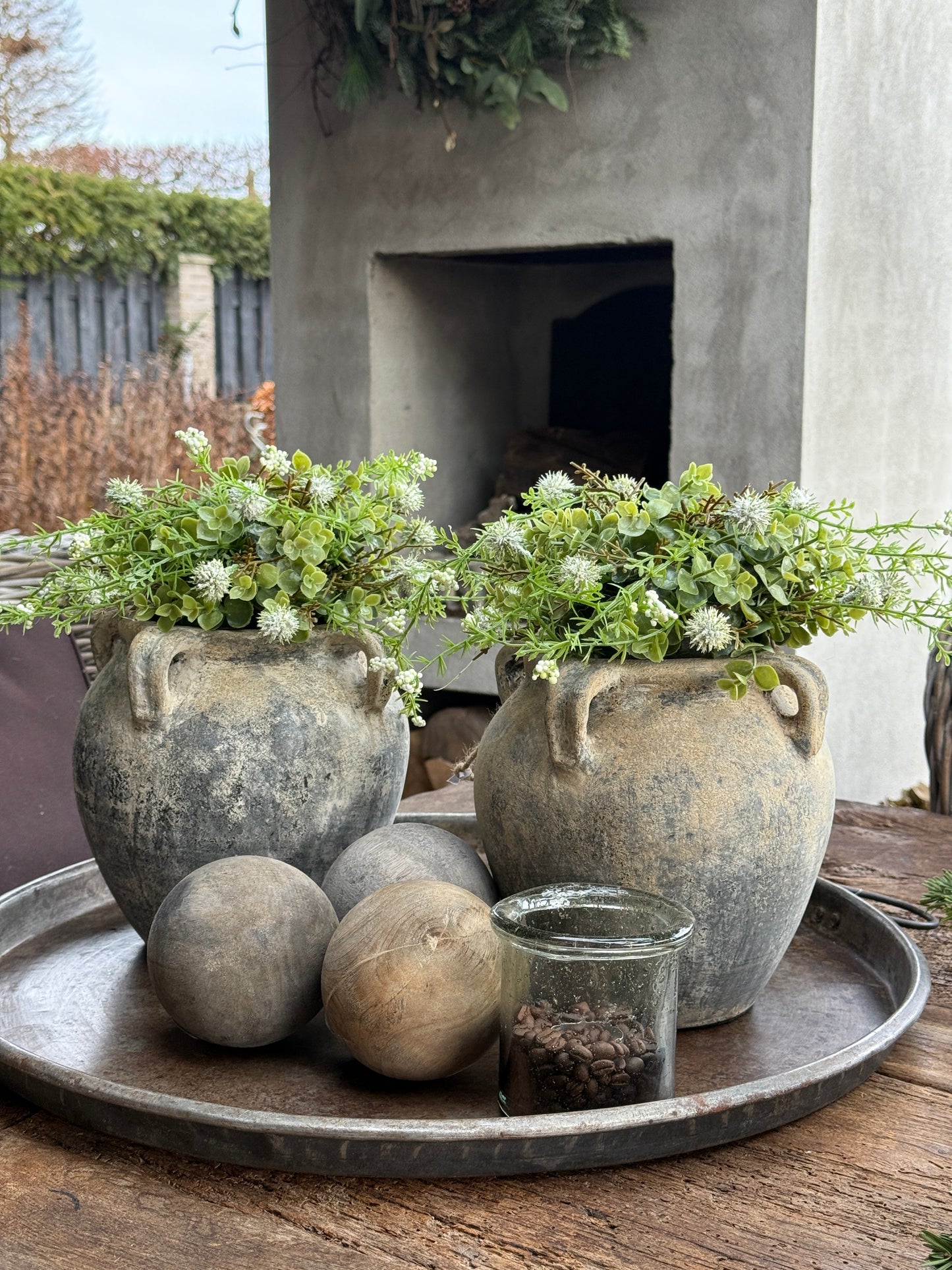 Kunst plantje Echinops/Eucalyptus Wit