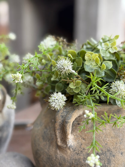 Kunst plantje Echinops/Eucalyptus Wit