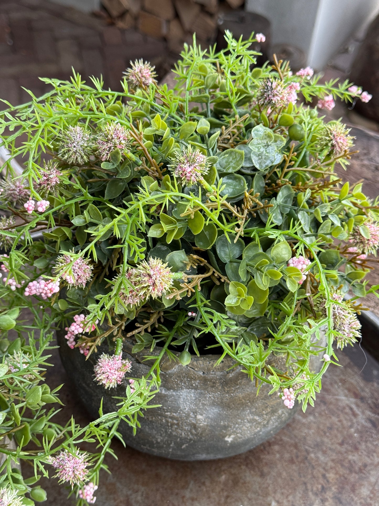 Kunst plantje  Echinops/Eucalyptus Roze