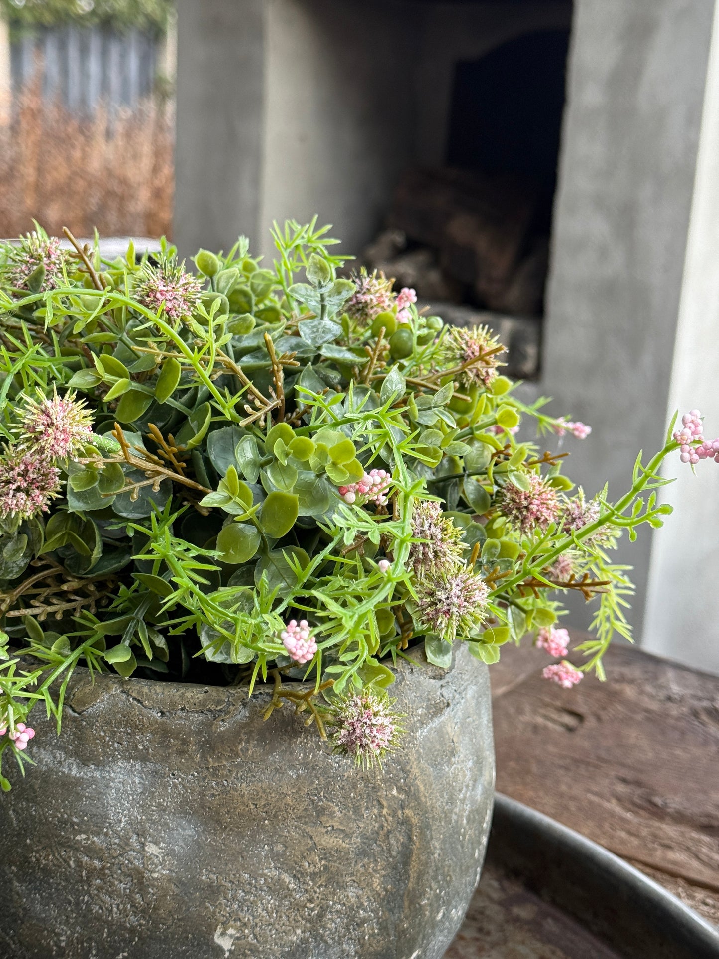 Kunst plantje  Echinops/Eucalyptus Roze
