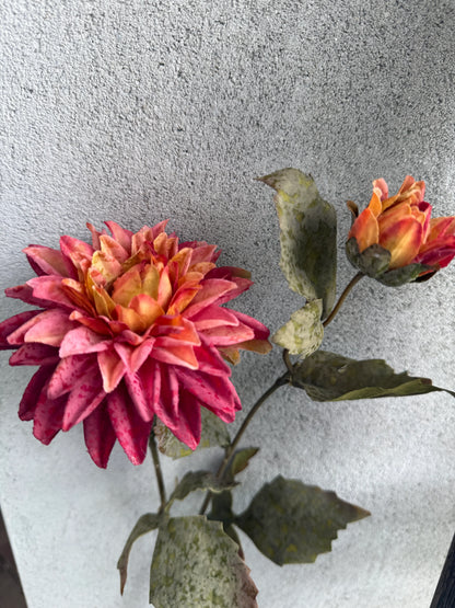 kunstbloem Dahlia perzik- 66 cm
