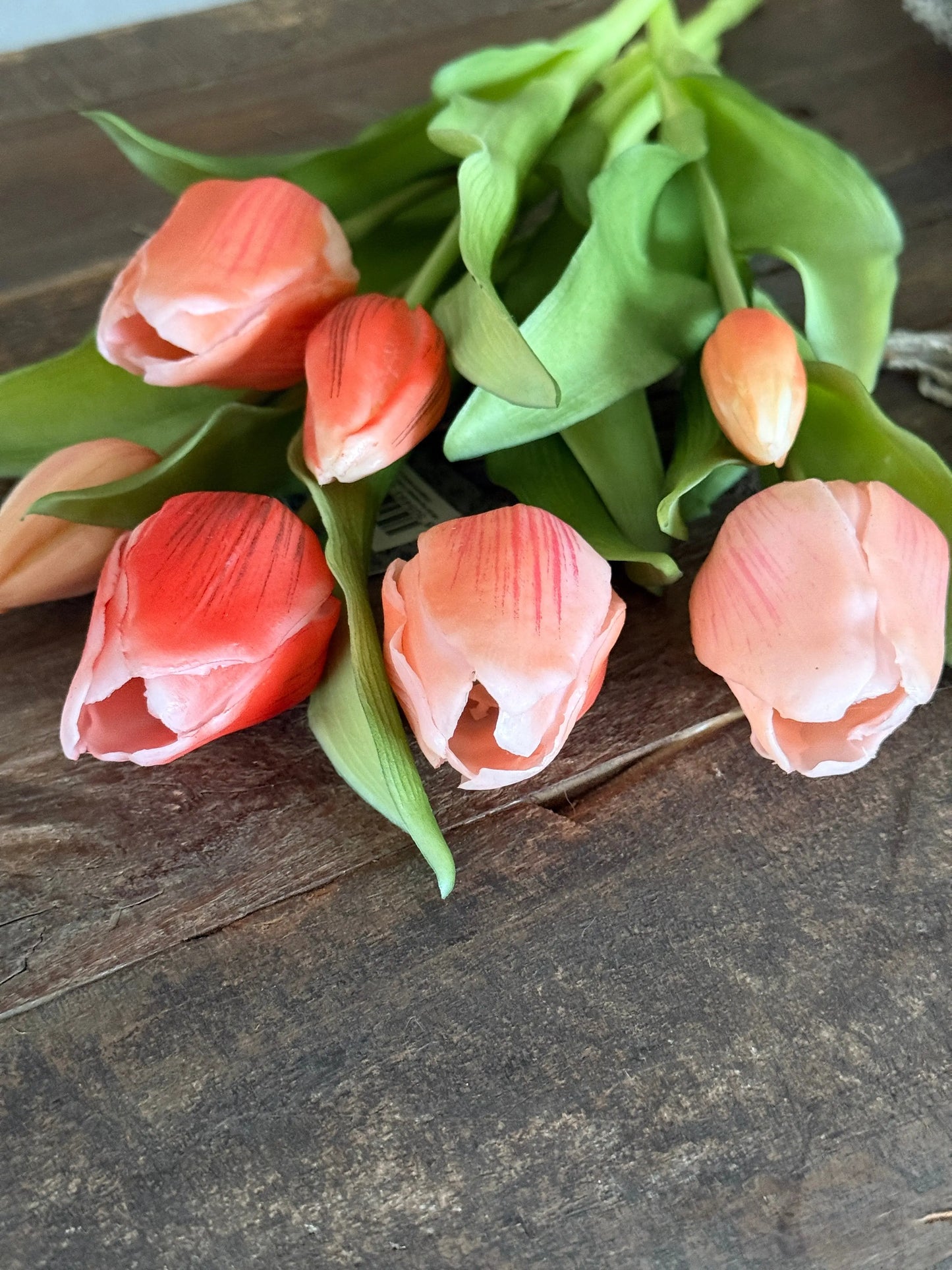 Strauß mit 7 Tulpen, 31 cm. Lachsfarben