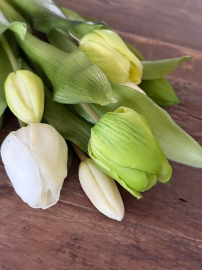 Strauß mit 7 Tulpen, 31 cm, weiß.