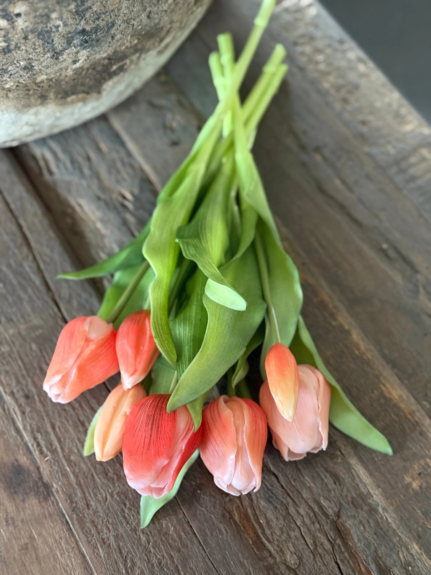 Strauß mit 7 Tulpen, 31 cm. Lachsfarben