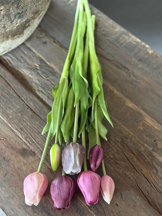Bos Tulpen, 7 stuks , 47 cm. Mauve Mix