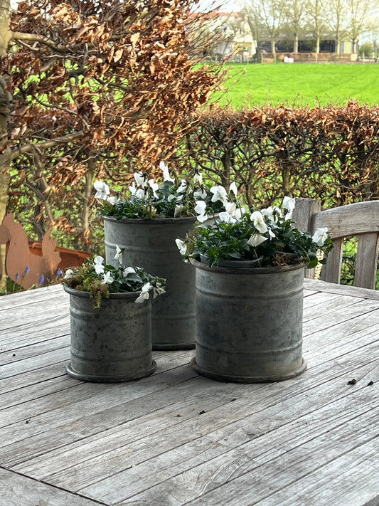metalen potten recht model, set van 3 stuks