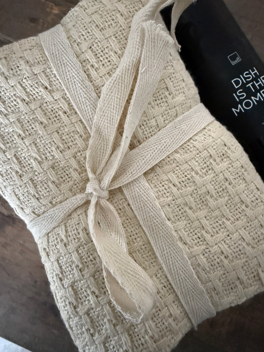 Geweven theedoeken – set van 3 stuks- warm wit