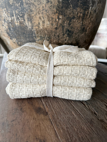 Geweven theedoeken – set van 3 stuks- warm wit