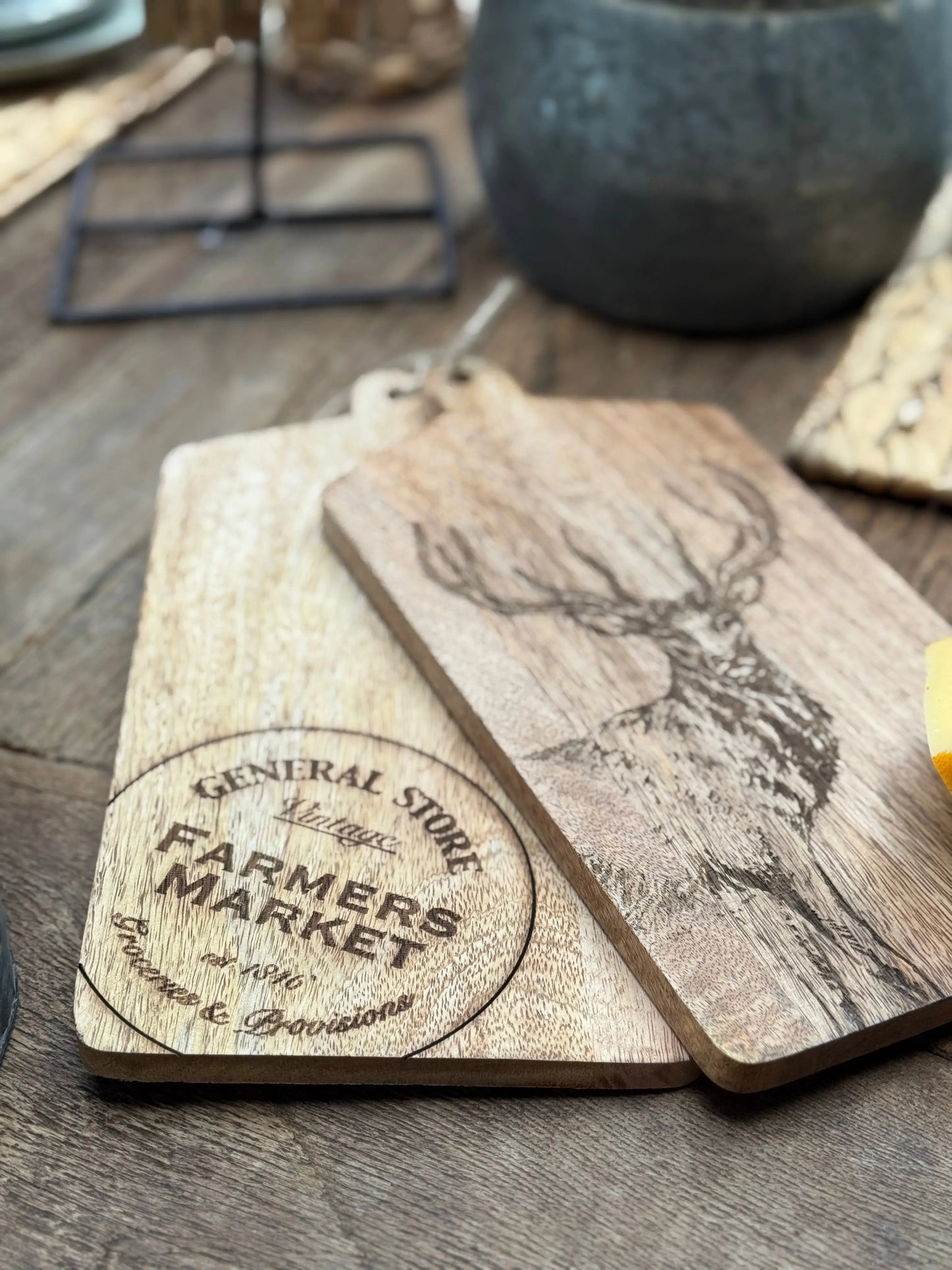 :Wooden Serving Board / Bread Board with Engraved Print