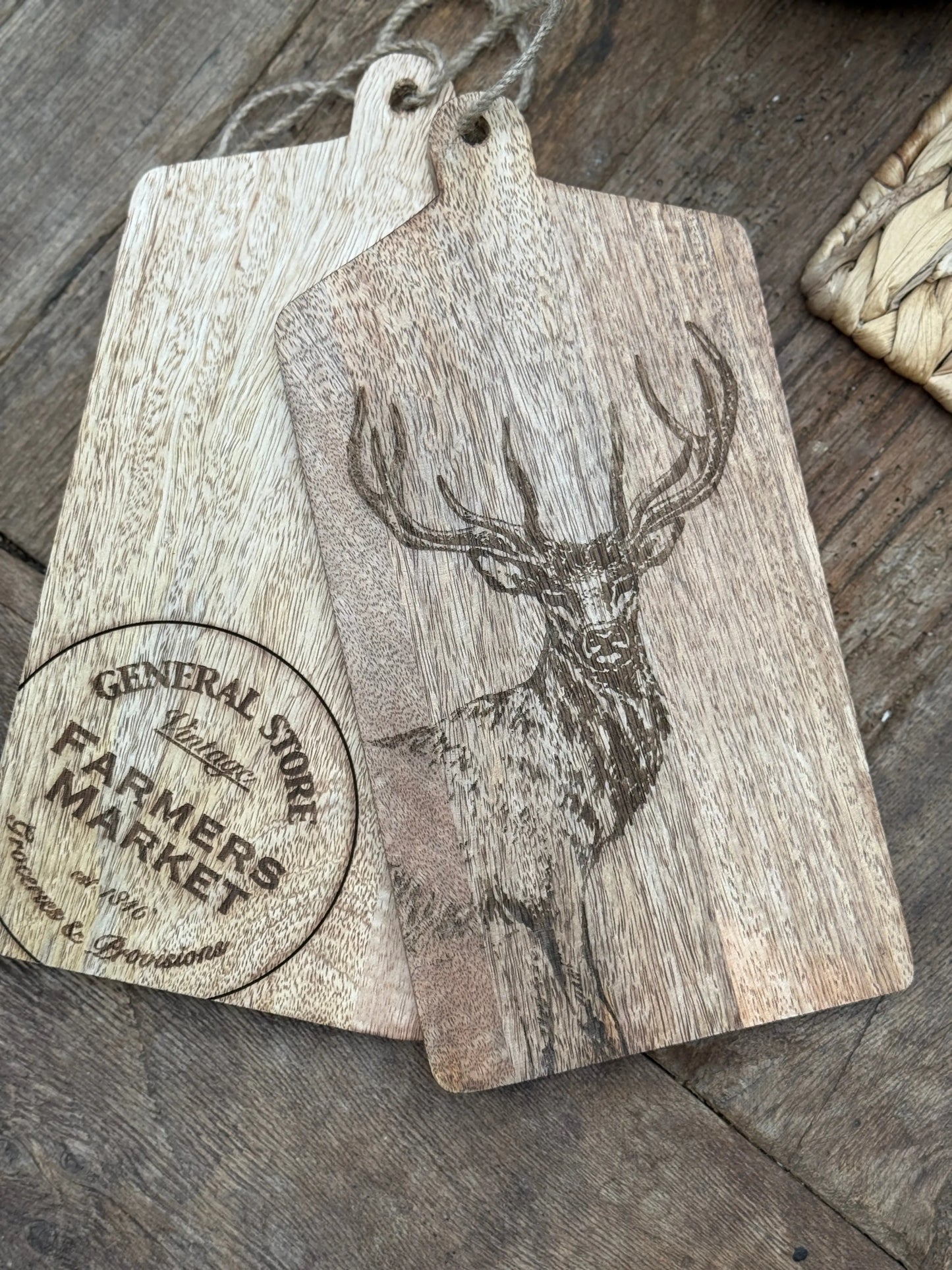:Wooden Serving Board / Bread Board with Engraved Print