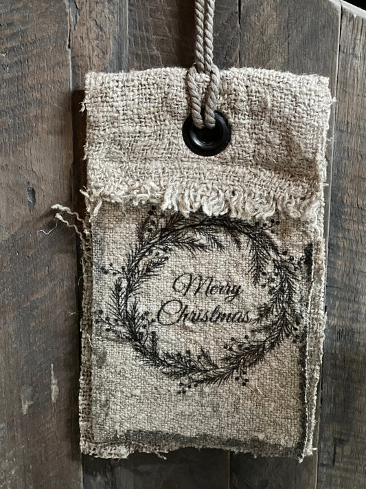 Shabby Label Frohe Weihnachtskranz