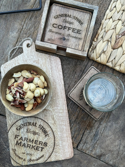 :Wooden Serving Board / Bread Board with Engraved Print