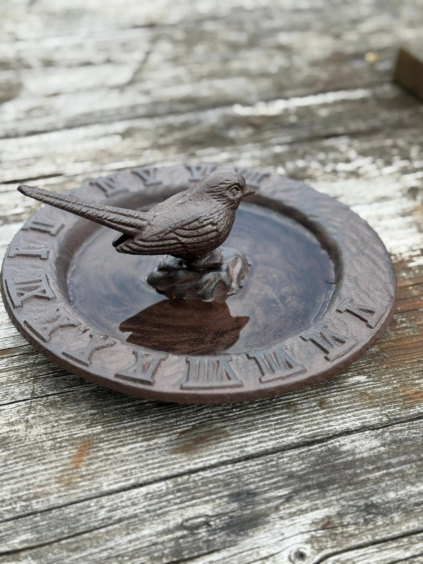 Smeedijzeren Vogelbadje met Zonnewijzer