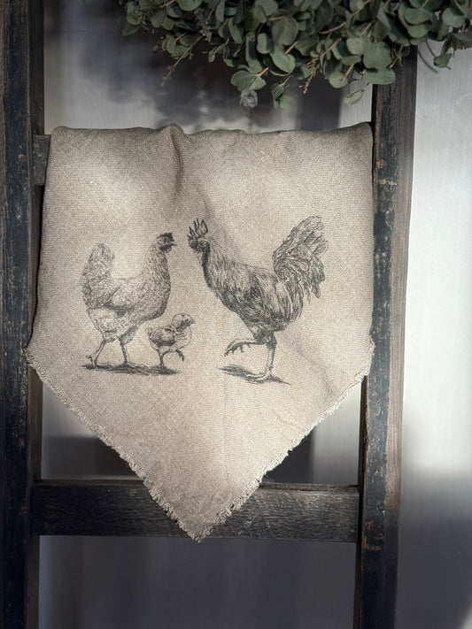 Shabby Doek met Familie Opdruk – Kip, Haan &amp; Kuiken 🐓🐥