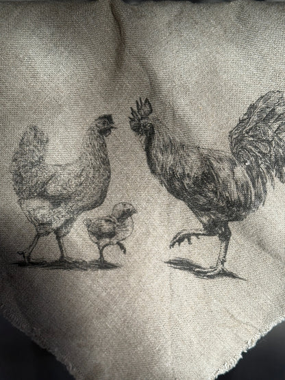 Shabby Cloth with Family Print – Hen, Rooster &amp; Chick 🐓🐥
