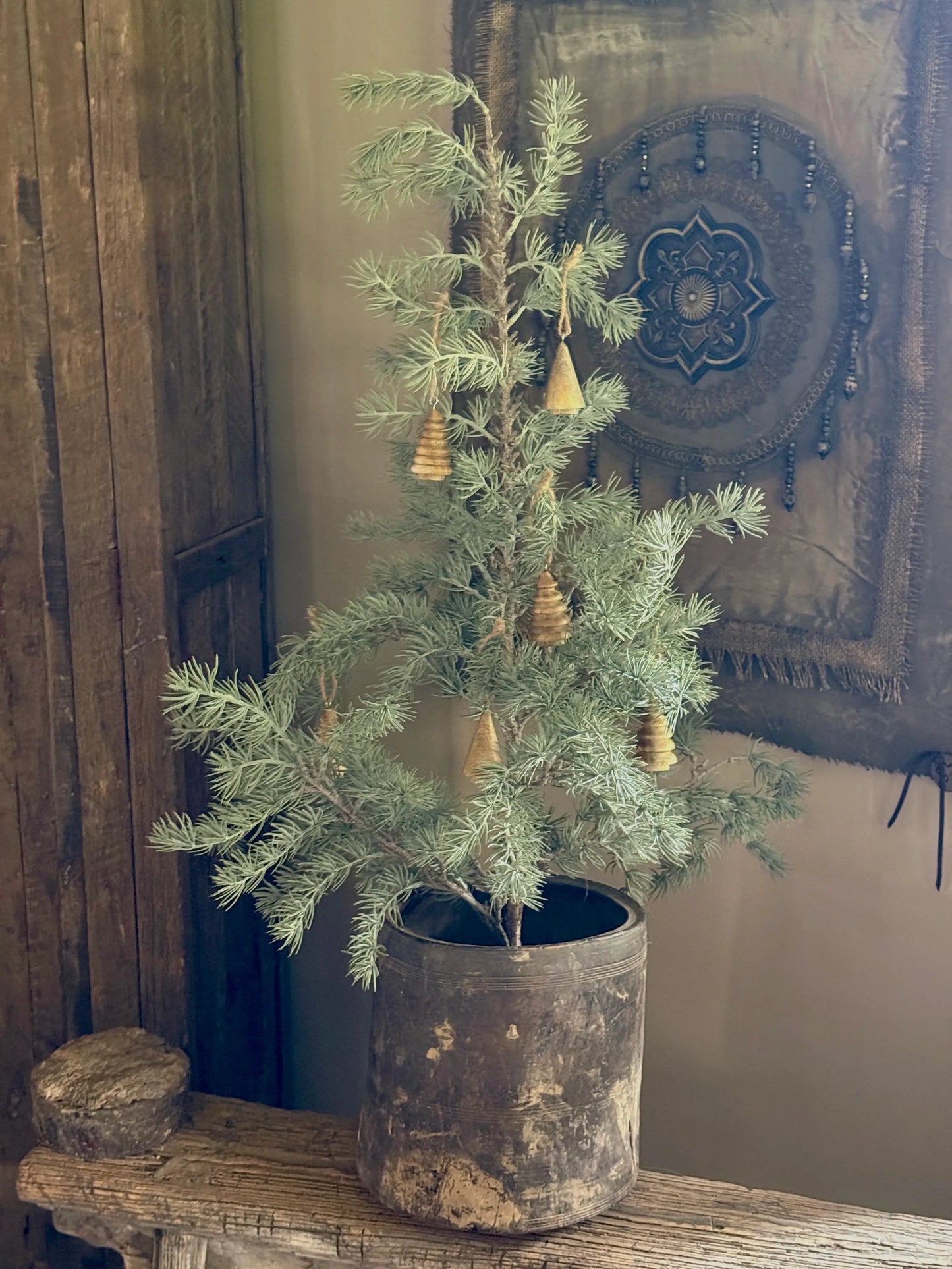 Weihnachtsbaum-Anhänger aus Holz – natur – 6er-Set