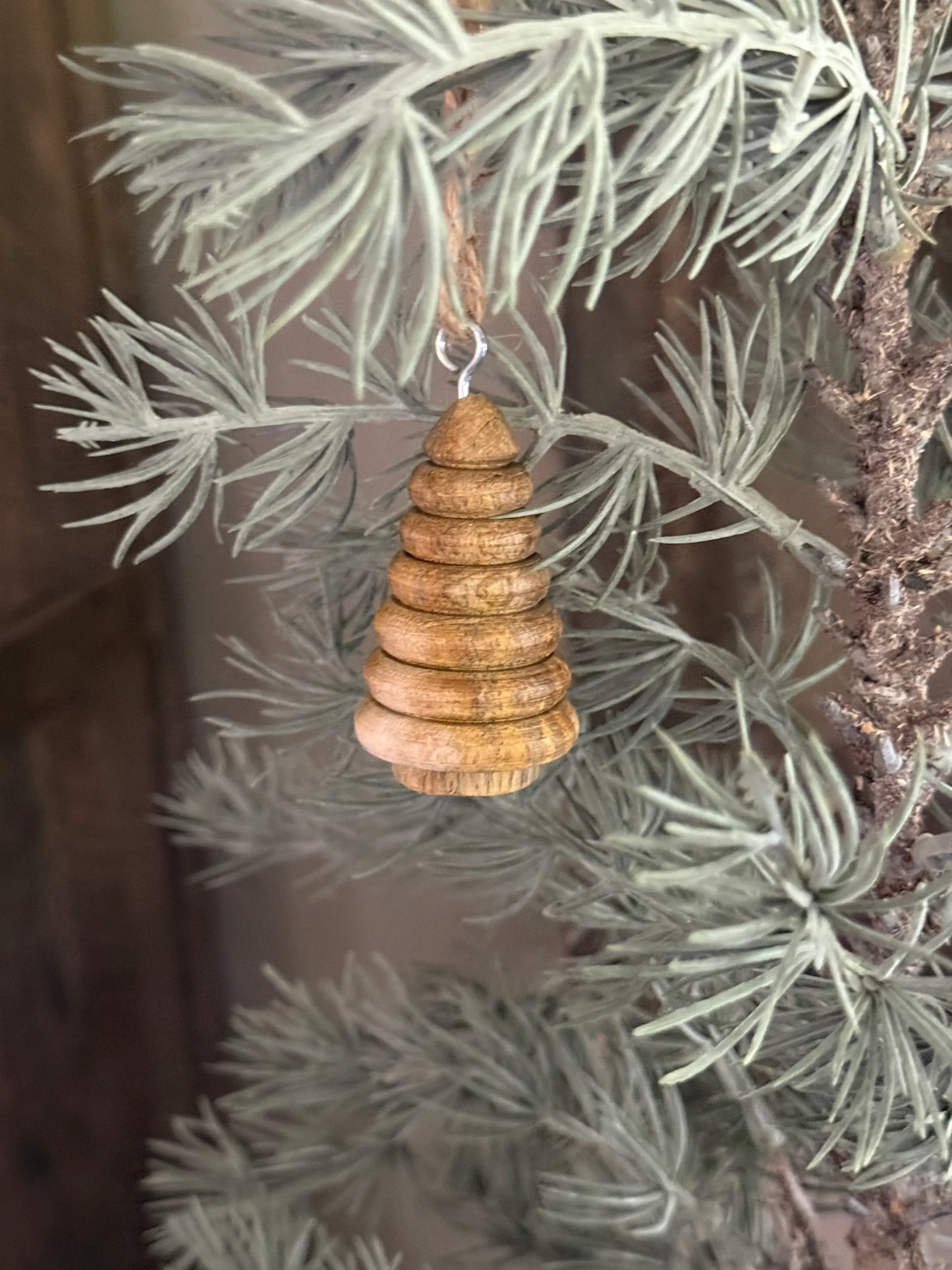 Weihnachtsbaum-Anhänger aus Holz – natur – 6er-Set