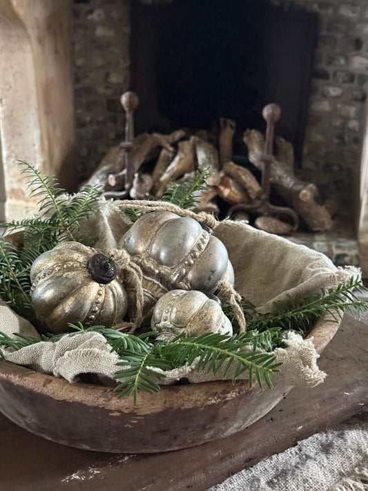Weihnachtsanhänger Glasornament – altsilber – Größe M
