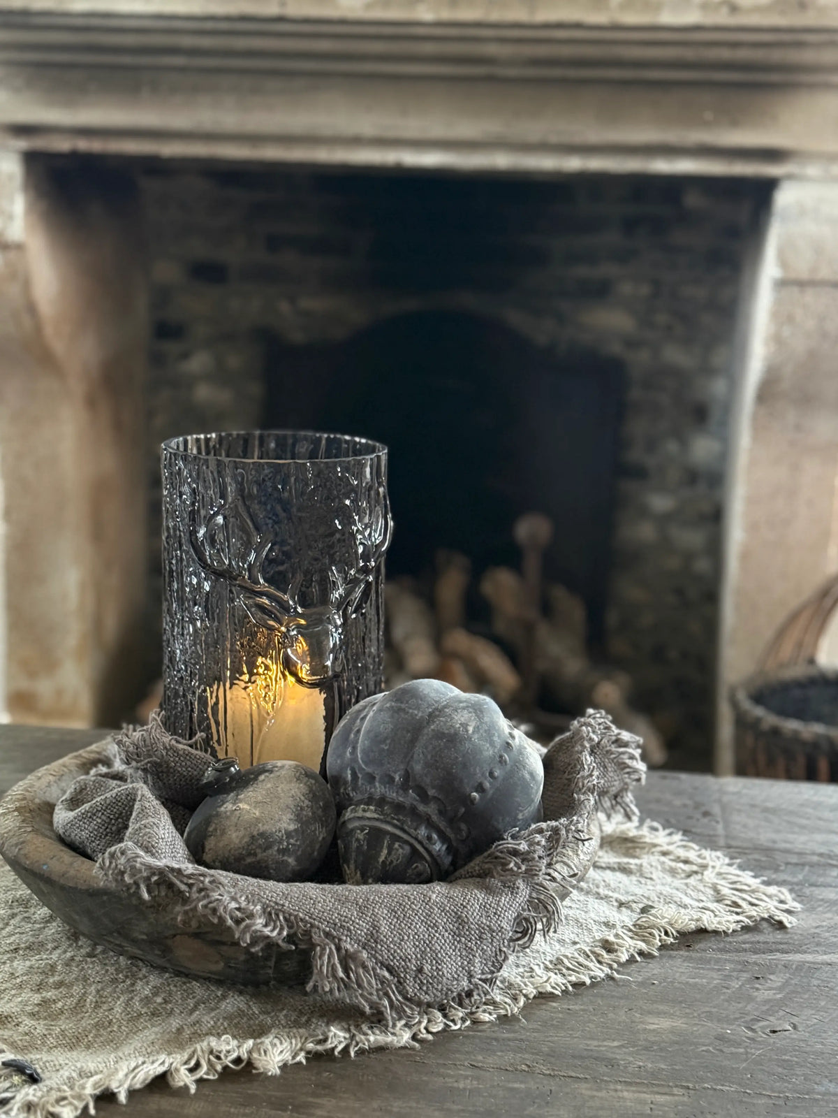 Glazen Windlicht Ree- Smoke
