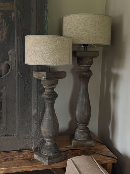 Balusterlamp -Donkerbruin/Vergrijsd Hout- verkrijgbaar in 2 maten