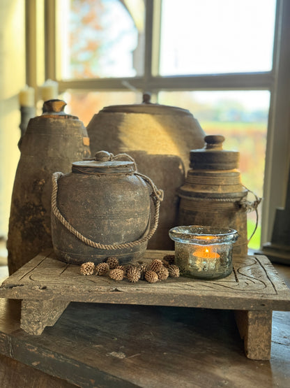 Oud Nepalese Pot met Deksel (LH17)
