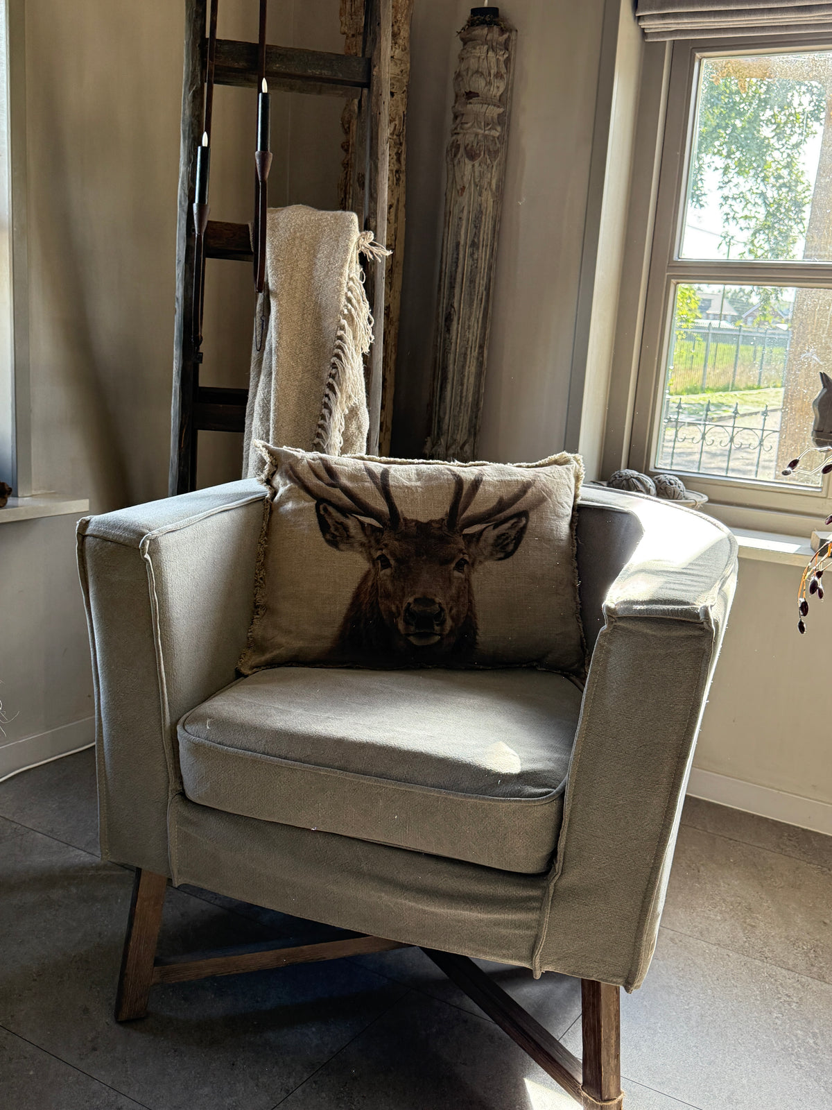 Shabby kussen Rendier 40x60 cm.
