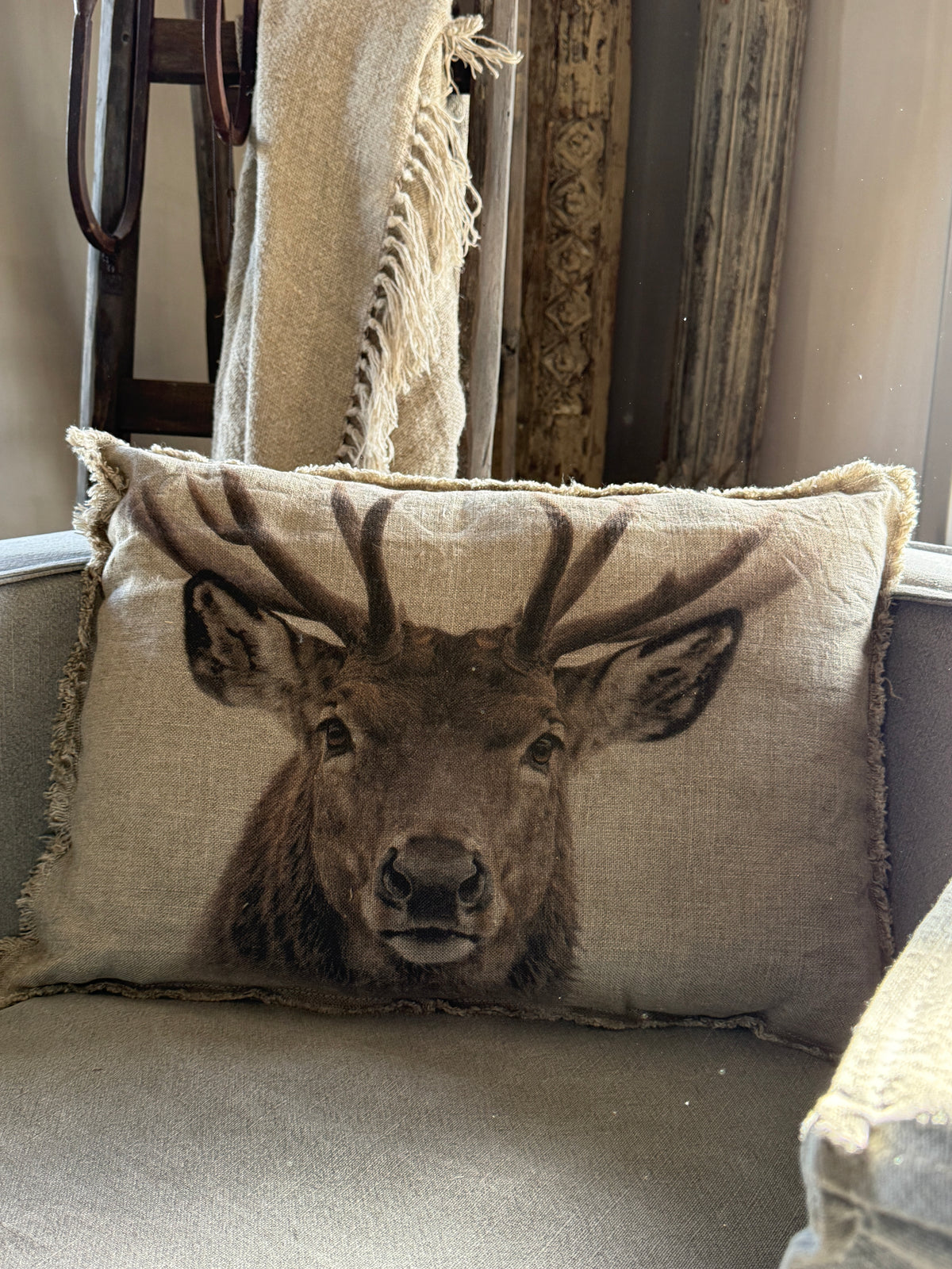 Shabby kussen Rendier 40x60 cm.