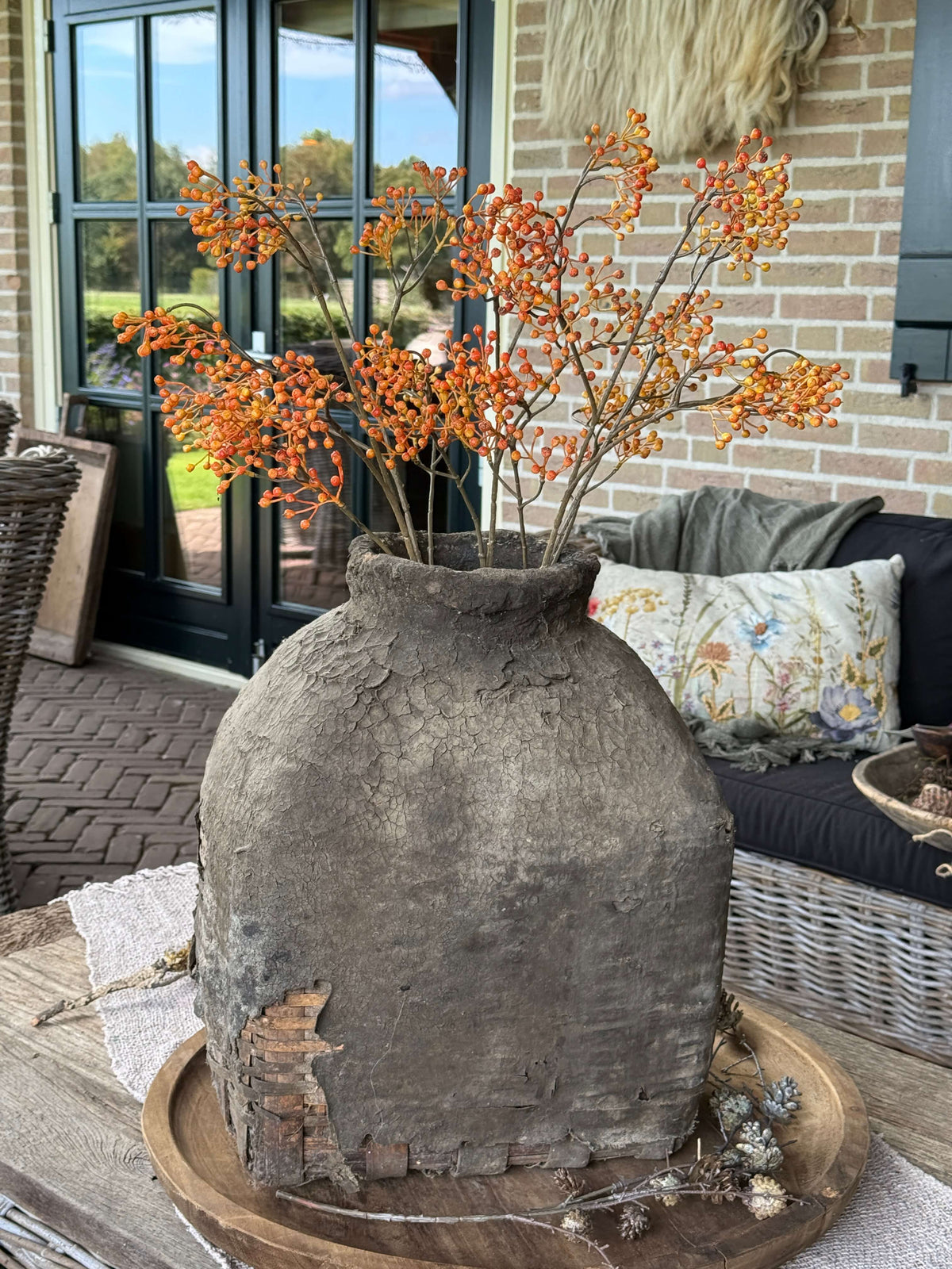 Kunst Rozebotteltak oranje – 80 cm