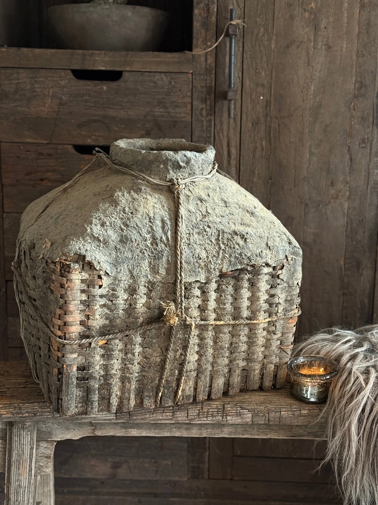 Authentic Clay Basket Wrapped with Wire XXL - Trapa Living (12)