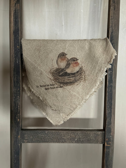 Shabby doek "Roodborst nestje"