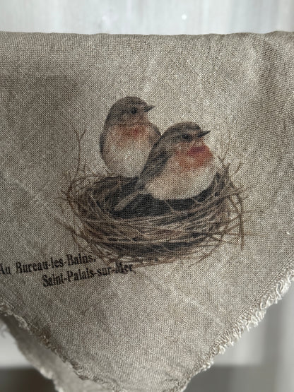 Shabby doek "Roodborst nestje"