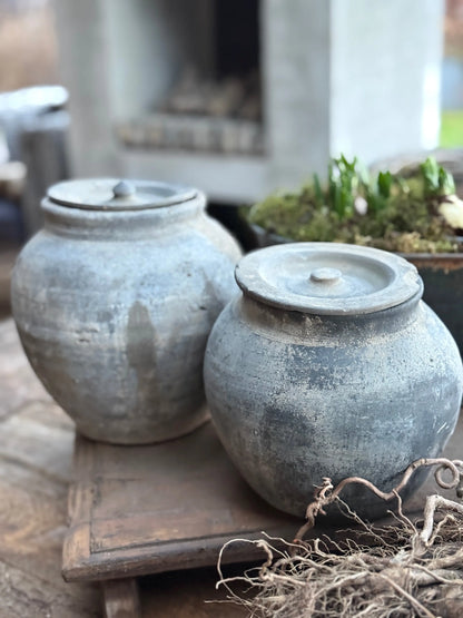 Old Jar with Lid - Trapa Living (right in the image)