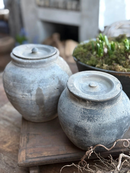 Old Jar with Lid - Trapa Living (right in the image)