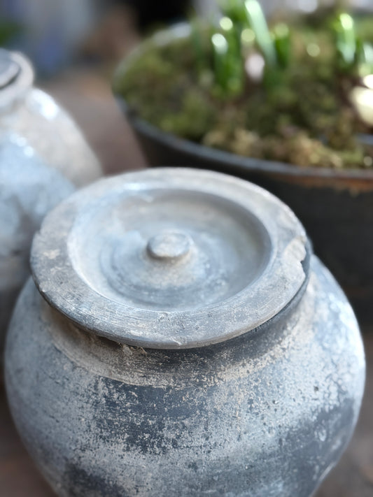 Old Jar with Lid - Trapa Living (right in the image)