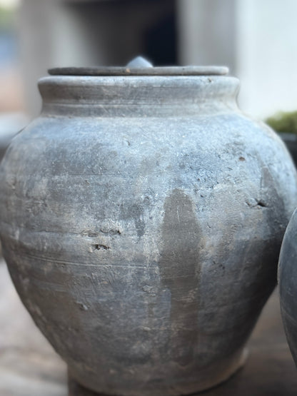 Old jar with lid (left in the picture)