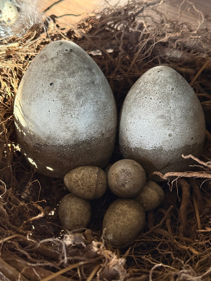 Concrete egg – PMR 9cm. (Left egg in the photo)