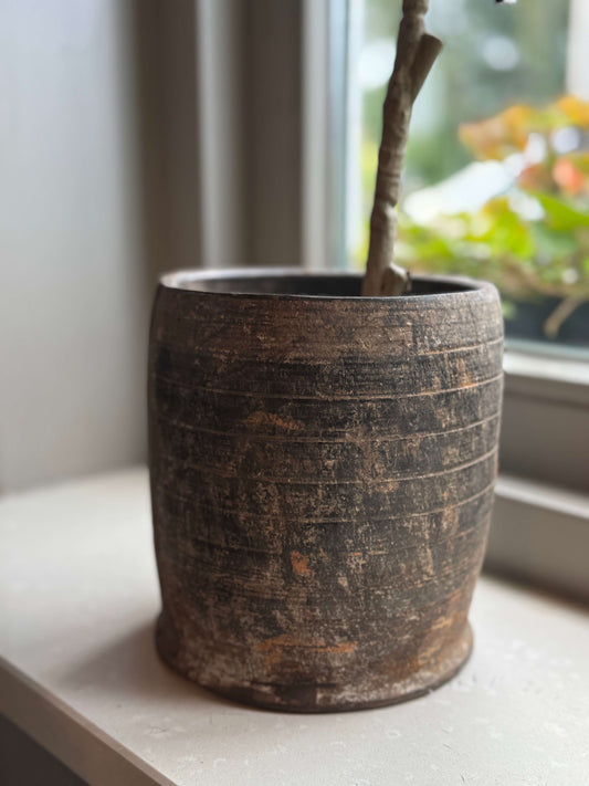 Oud houten potje uit India (LH1)