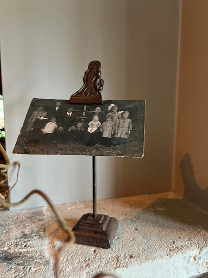 Smeedijzeren Klip Notitie/ Foto klip op standaard, bruin