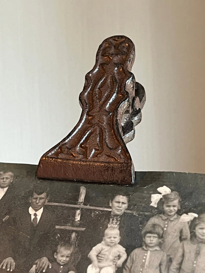 Smeedijzeren Klip Notitie/ Foto klip op standaard, bruin