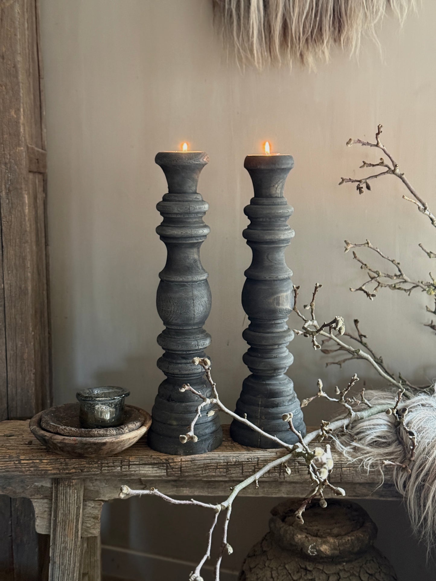 Baluster Kerzenhalter – Dunkelgrau/Schwarz | 50 cm