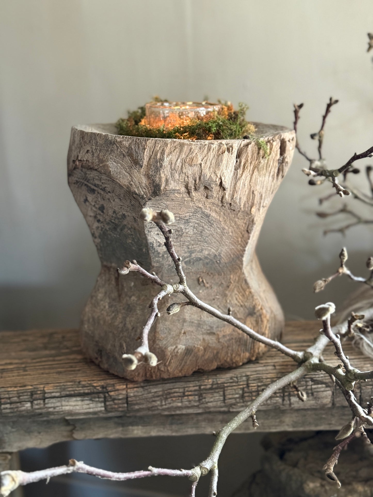 Oude Houten Vijzel – India, Inclusief Windlicht