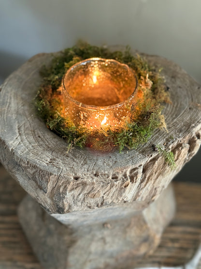 Alter Holzmörser – Indien, inklusive Laterne