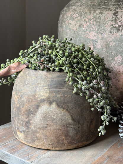 Oud houten pot uit India- (LH5)