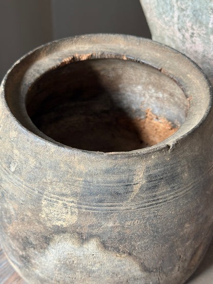 Oud houten pot uit India- (LH5)