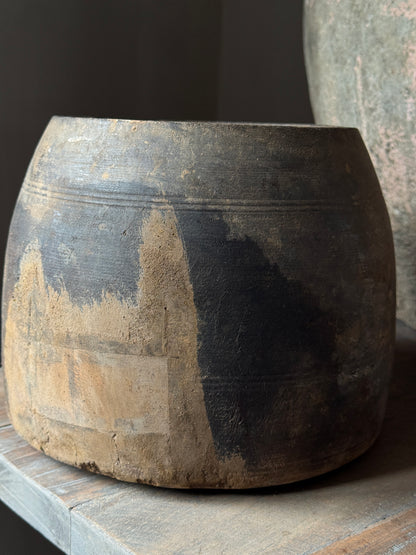 Oud houten pot uit India- (LH5)