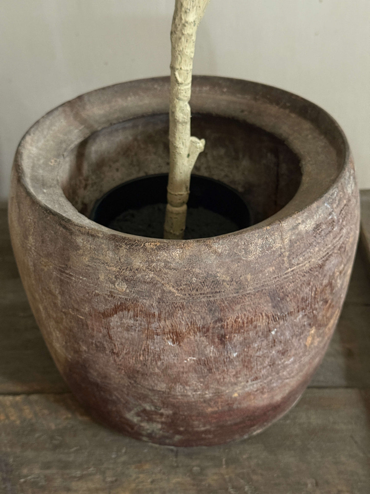 Oud houten pot uit India- (LH6)