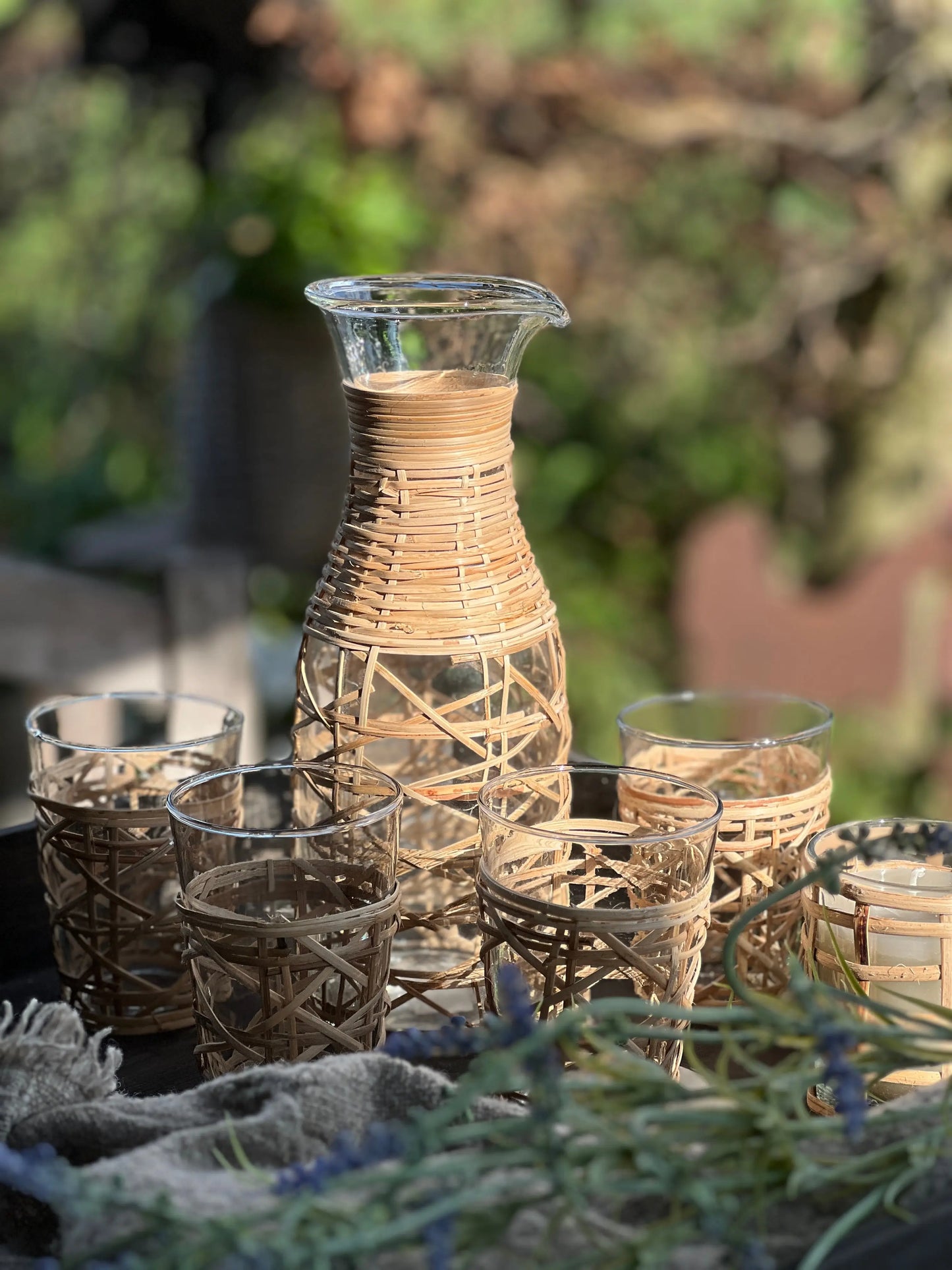 Reed bound carafe "Flower"