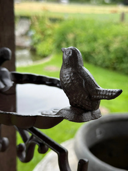 Vogeldrink/voederbakje aan wandhanger – smeedijzer – 25x28x14 cm