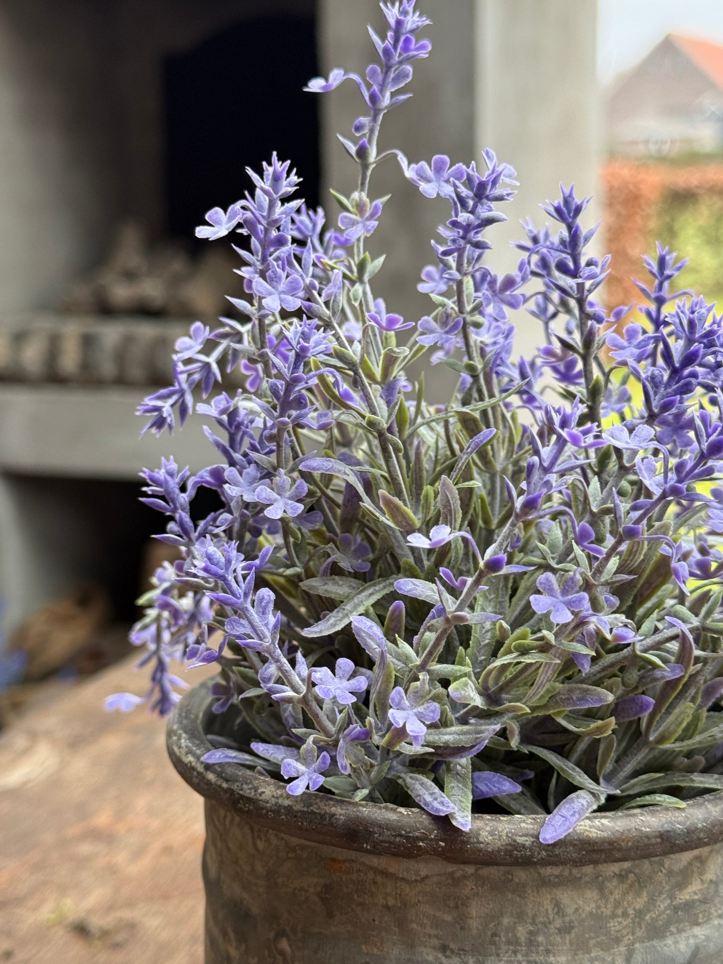 Artificial Lavender Bunch – Gray Leaf with Purple Flower